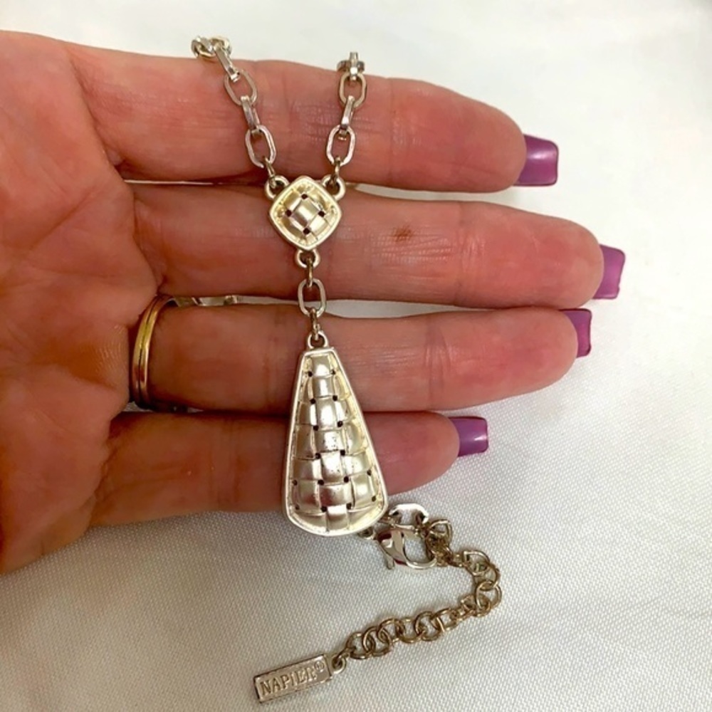💐5/25 Napier delicate drop silver tone chain link